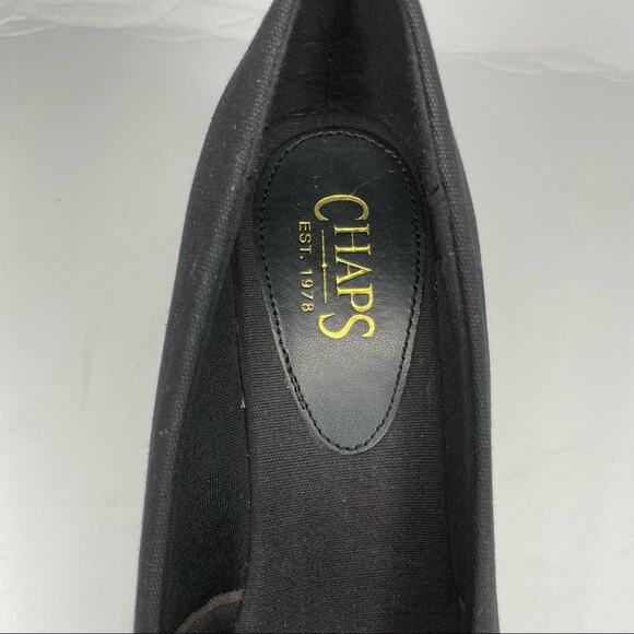 CHAPS Canvas Espadrille Wedge Womens Size 9 1/2 Black Summer Minimalist Sandal - Picture 2 of 7